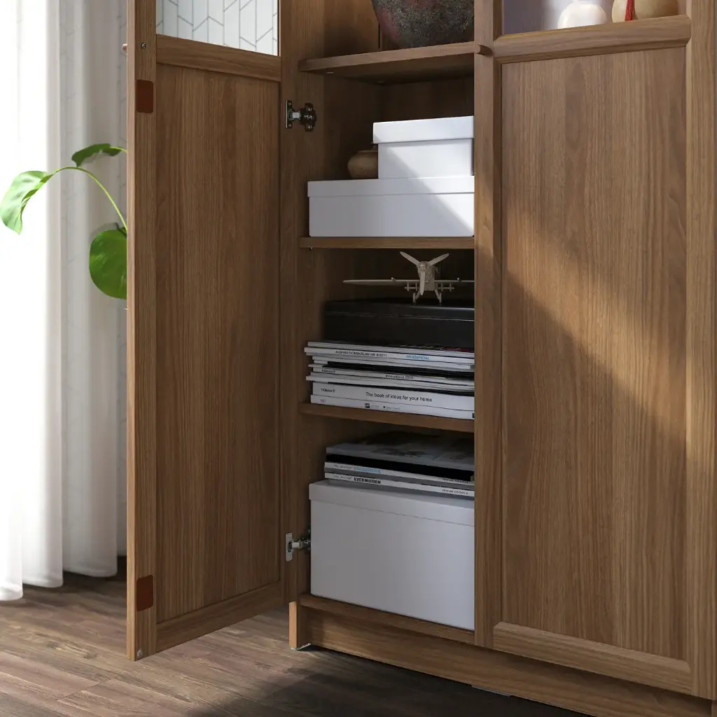 billy-oxberg-bookcase-with-panel-glass-doors-brown-walnut-effect__1415030_pe975073_s5.webp