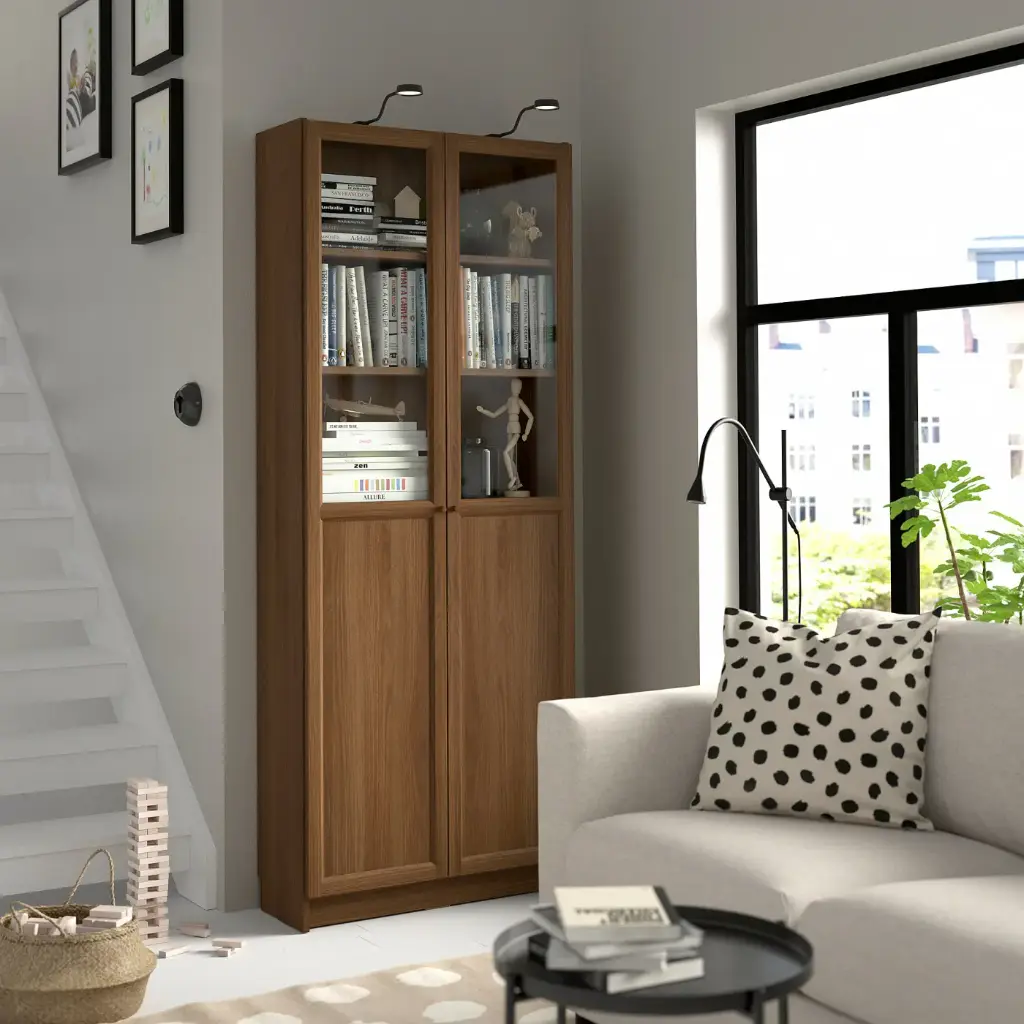 billy-oxberg-bookcase-with-panel-glass-doors-brown-walnut-effect__1104598_pe867764_s5.webp