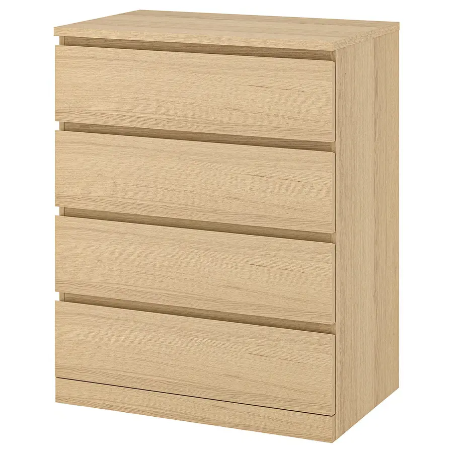 Malm 80*100 4тэй комод шаргал